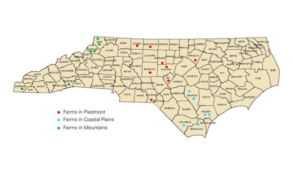 Figure 1. Farm locations of study participants.